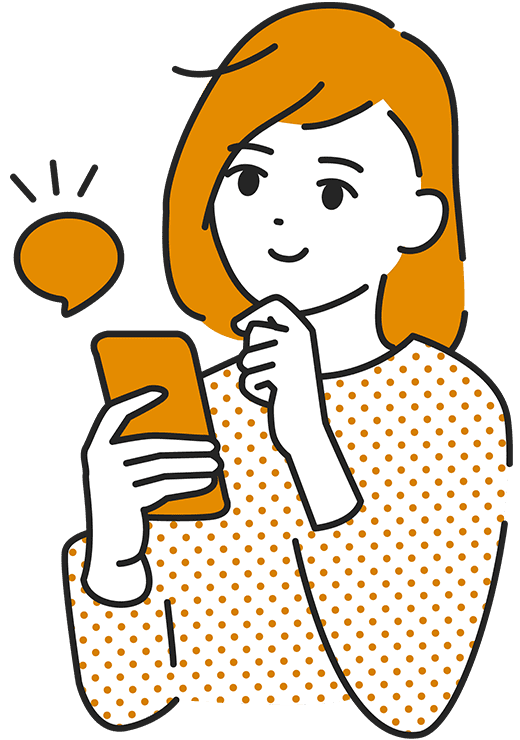 画像:LINEの画面をチェックする女性患者